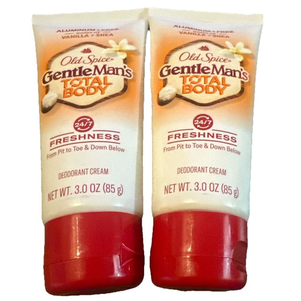 2~Old Spice Gentle Man's Blend Total Body Deodorant Cream, Vanilla + Shea 3oz